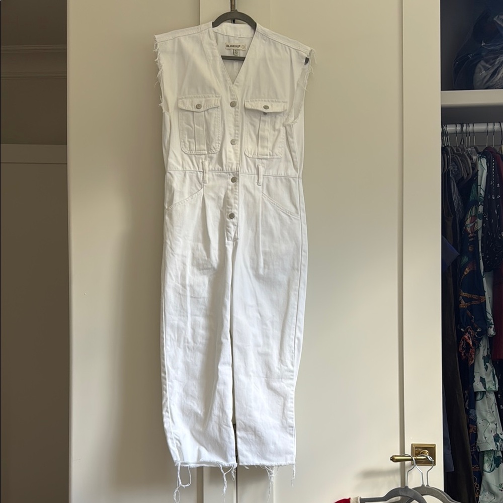 Blank NYC White Denim Sleeveless Jumpsuit